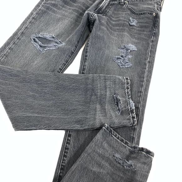 A&F Destroyed Felix Super Skinny Black Denim Jeans - Picture 4 of 9